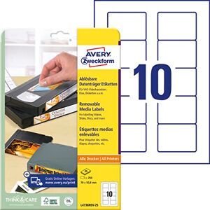 Avery Disketové štítky 70 x 50,8 mm bílé VE=250 kusů lze opakovaně odstranit Avery Disketové štítky 70 x 50,8 mm bílé VE=250 kusů lze opakovaně odstranit