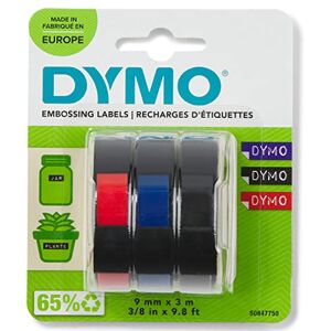 Dymo Originální lisovací páska 3D černá modrá, červená a černá 9 mm x 3 m samolepicí plastová páska na etikety pro popisovací zařízení Junior a Omega 3 kusy Dymo Originální lisovací páska 3D černá modrá, červená a černá 9 mm x 3 m samolepicí plastová páska na etikety pro popisovací zařízení Junior a Omega 3 kusy