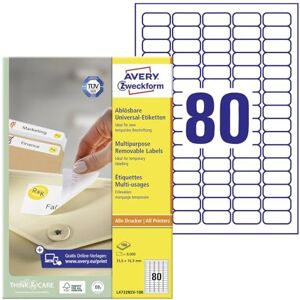Avery L4732REV-100 univerzální etikety (8 000 lepicích etiket, 35,6 x 16,9 mm na A4, opět beze zbytku odstranitelné/odstranitelné, individuálně potisknutelné, samolepicí nálepky) 100 listů, Avery L4732REV-100 univerzální etikety (8 000 lepicích etiket, 35,6 x 16,9 mm na A4, opět beze zbytku odstranitelné/odstranitelné, individuálně potisknutelné, samolepicí nálepky) 100 listů,