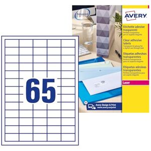 Avery Transparentní samolepicí mini samolepky na odesílatelskou adresu, laserová tiskárna (38,1 x 21,2 mm, 65 štítků na list A4, 25 listů), 1625 etiket (L7551) Avery Transparentní samolepicí mini samolepky na odesílatelskou adresu, laserová tiskárna (38,1 x 21,2 mm, 65 štítků na list A4, 25 listů), 1625 etiket (L7551)