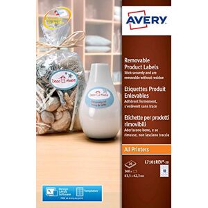 Avery L7101REV-20 oválné etikety odstranitelné papír 63,5 x 42,3 mm 360 kusů bílé Avery L7101REV-20 oválné etikety odstranitelné papír 63,5 x 42,3 mm 360 kusů bílé