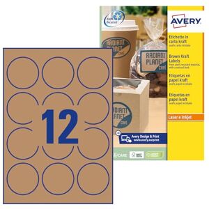 Avery L7106-20 kulaté etikety papír průměr 60 mm 240 kusů přírodní hnědá Avery L7106-20 kulaté etikety papír průměr 60 mm 240 kusů přírodní hnědá