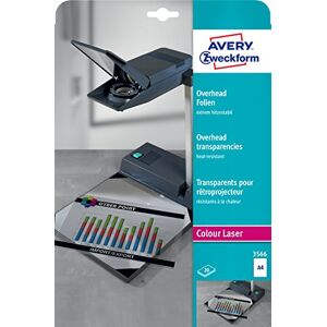 Avery 3566 Overhead fólie pro barevné laserové tiskárny (20 transparentních fólií, A4, speciální povrchová úprava, stohovatelné, extrémně odolné vůči teplu díky zvýšené tloušťce fólie 0,13 Avery 3566 Overhead fólie pro barevné laserové tiskárny (20 transparentních fólií, A4, speciální povrchová úprava, stohovatelné, extrémně odolné vůči teplu díky zvýšené tloušťce fólie 0,13