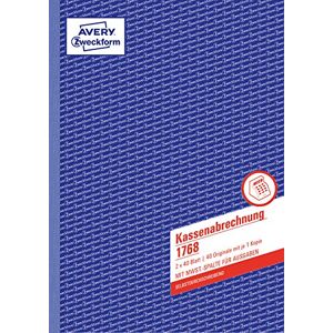 Avery 1768 pokladní vyúčtování (A4, 2 x 40 listů, samozpisující, sloupec DPH na výdaje, testováno právními experty, pro DE/AT, pro řádné účetnictví) bílá/žlutá Avery 1768 pokladní vyúčtování (A4, 2 x 40 listů, samozpisující, sloupec DPH na výdaje, testováno právními experty, pro DE/AT, pro řádné účetnictví) bílá/žlutá