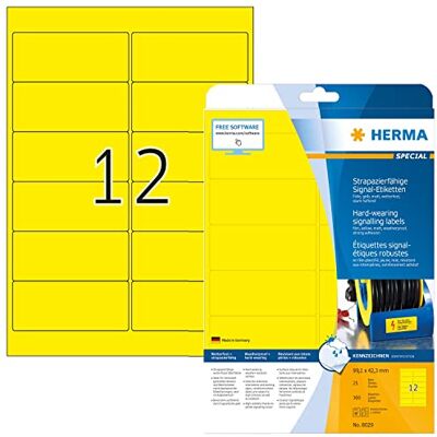 Herma 8029 fóliové etikety odolné proti povětrnostním vlivům, 25 listů, 99,1 x 42,3 mm, 12 na arch A4, 300 kusů, samolepicí, potisknutelné, matné, prázdné venkovní signální etikety nálepky z fólie, Herma 8029 fóliové etikety odolné proti povětrnostním vlivům, 25 listů, 99,1 x 42,3 mm, 12 na arch A4, 300 kusů, samolepicí, potisknutelné, matné, prázdné venkovní signální etikety nálepky z fólie,