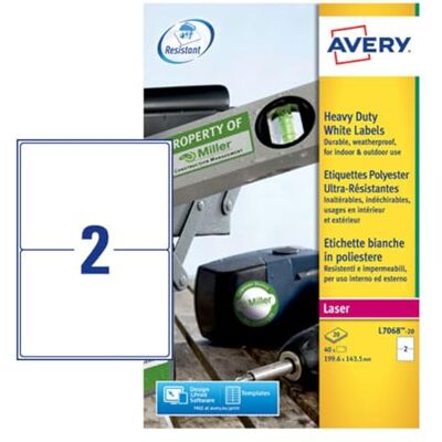 Avery odolná etikety pro laserové tiskárny Avery odolná etikety pro laserové tiskárny