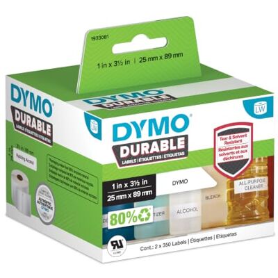 Dymo 1933081 Vysoce výkonné průmyslové štítky LW (pro štítkovače LabelWriter, bílý polyester, 25 mm x 89 mm) 2 role po 350 štítcích Dymo 1933081 Vysoce výkonné průmyslové štítky LW (pro štítkovače LabelWriter, bílý polyester, 25 mm x 89 mm) 2 role po 350 štítcích