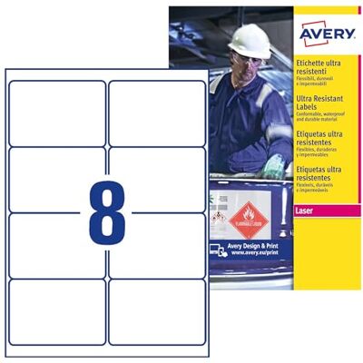 Avery Zweckform L7914-10 ultra odolné fóliové etikety, 99,1 x 67,7 mm, 10 listů, 80 etiket, bílé Avery Zweckform L7914-10 ultra odolné fóliové etikety, 99,1 x 67,7 mm, 10 listů, 80 etiket, bílé