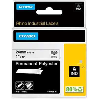 Dymo Rhino Industrie permanentní polyesterové etikety 24 mm x 5,5 m černé na bílé samolepicí popisovací páska pro popisovací zařízení Rhino a LabelManager Dymo Rhino Industrie permanentní polyesterové etikety 24 mm x 5,5 m černé na bílé samolepicí popisovací páska pro popisovací zařízení Rhino a LabelManager