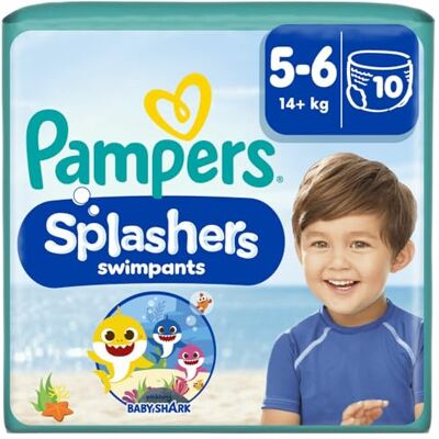 Pampers Plenky velikost 5-6, Splashers Baby Shark Limited Edition, 10 kusů, jednorázové plenky na plavání pro bezpečnou ochranu ve vodě Pampers Plenky velikost 5-6, Splashers Baby Shark Limited Edition, 10 kusů, jednorázové plenky na plavání pro bezpečnou ochranu ve vodě
