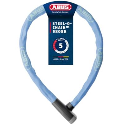ABUS Řetězový zámek Steel-O-Chain 5805K – zámek na kolo z oceli – bezpečnostní úroveň 5 – 75 cm – modrý ABUS Řetězový zámek Steel-O-Chain 5805K – zámek na kolo z oceli – bezpečnostní úroveň 5 – 75 cm – modrý