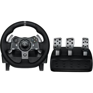 Logitech Herní závodní volant 920 Driving Force, dvoumotorová zpětná odezva Force, 900° otáčení, závodní kožený volant, nastavitelné podlahové pedály z nerezové oceli, pro Xbox Series X S, Xbox One, PC – černý Logitech Herní závodní volant 920 Driving Force, dvoumotorová zpětná odezva Force, 900° otáčení, závodní kožený volant, nastavitelné podlahové pedály z nerezové oceli, pro Xbox Series X S, Xbox One, PC – černý