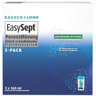 Bausch + Lomb EasySept roztok peroxidového roztoku čistič kontaktních čoček, 3 x 360 ml, 3 nádoby Bausch + Lomb EasySept roztok peroxidového roztoku čistič kontaktních čoček, 3 x 360 ml, 3 nádoby