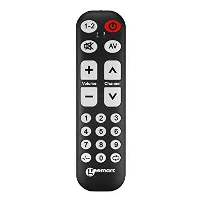 Geemarc TV-10 univerzální dálkové ovládání s velkým písmem a tlačítky až pro dvě zařízení Geemarc TV-10 univerzální dálkové ovládání s velkým písmem a tlačítky až pro dvě zařízení