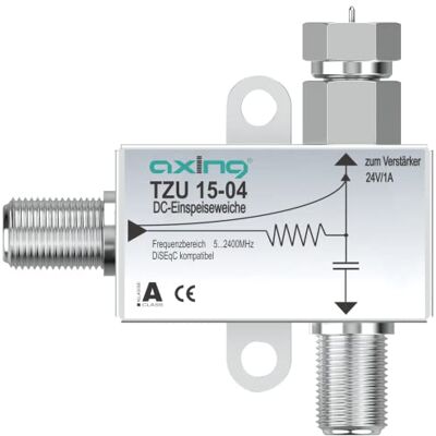 Axing TZU 15-04 výhybka napájení pro dálkové ovládání multipřepínačů 5-2400 MHz max. 18 V, kov Axing TZU 15-04 výhybka napájení pro dálkové ovládání multipřepínačů 5-2400 MHz max. 18 V, kov