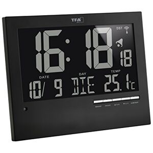 TFA Dostmann Digitální rádiové hodiny s automatickým podsvícením, s vnitřní teplotou, datum, den v týdnu, černé, 60. 4508, D 230 x Š 31 (80) x V 185 mm TFA Dostmann Digitální rádiové hodiny s automatickým podsvícením, s vnitřní teplotou, datum, den v týdnu, černé, 60. 4508, D 230 x Š 31 (80) x V 185 mm