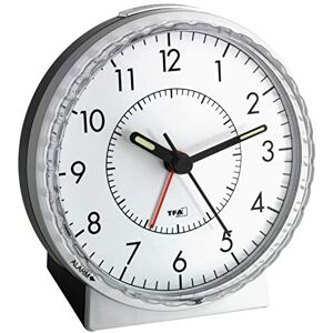 TFA Dostmann Analogový budík, 60.1010, tichý hodinový strojek, extra hlasitý budíkový alarm se zvonkem, podsvícení, stříbrný/černý, (D) 107 x (Š) 78 x (V) 110 mm TFA Dostmann Analogový budík, 60.1010, tichý hodinový strojek, extra hlasitý budíkový alarm se zvonkem, podsvícení, stříbrný/černý, (D) 107 x (Š) 78 x (V) 110 mm