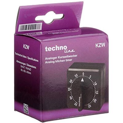 Technoline KZW analogový krátkodobý budík černý, 1 balení Technoline KZW analogový krátkodobý budík černý, 1 balení