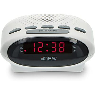 iCES ICR-210 Rádiobudík (2x budík, funkce odložení, časovač vypnutí) bílý iCES ICR-210 Rádiobudík (2x budík, funkce odložení, časovač vypnutí) bílý
