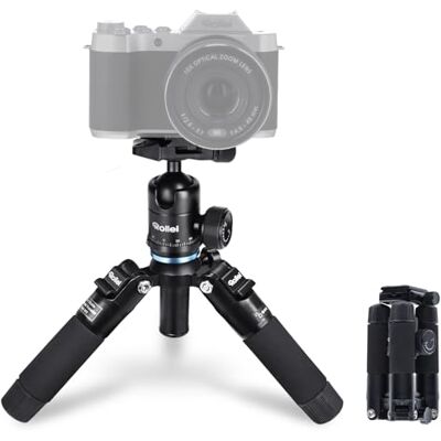 Rollei Compact Traveler Mini M1, mini kamera z hliníku 49 cm Lehký Desktop cestovní stativ malý s kulovou hlavou Arca Swiss Kompaktní stolní stativ pro DSLR černý, malý stativ na stativ mini tripod Rollei Compact Traveler Mini M1, mini kamera z hliníku 49 cm Lehký Desktop cestovní stativ malý s kulovou hlavou Arca Swiss Kompaktní stolní stativ pro DSLR černý, malý stativ na stativ mini tripod