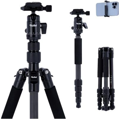 Rollei No I Kompaktní cestovní rolle Carbon I Black I Light Travel Tripod I Photo Stativ s malou velikostí balení I Ball Head and Tripod Bag Rollei No I Kompaktní cestovní rolle Carbon I Black I Light Travel Tripod I Photo Stativ s malou velikostí balení I Ball Head and Tripod Bag