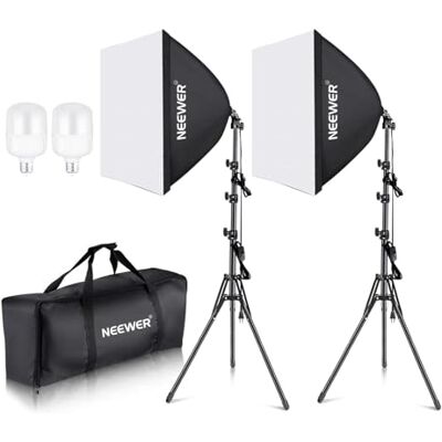 Neewer Sada osvětlení Softbox, ekvivalentní k 700 W, balení 2 ks 5700K LED žárovek, 24 x 24 palců softboxy s objímkou E27, sada fotografických stálých světel, vybavení pro fotostudio Neewer Sada osvětlení Softbox, ekvivalentní k 700 W, balení 2 ks 5700K LED žárovek, 24 x 24 palců softboxy s objímkou E27, sada fotografických stálých světel, vybavení pro fotostudio