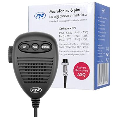 PNI 6pólový mikrofon s kovovým dílem pro rozhlasové stanice Escort HP 8000/8001/8024/9000/9001 / 8000L / 8001L PNI 6pólový mikrofon s kovovým dílem pro rozhlasové stanice Escort HP 8000/8001/8024/9000/9001 / 8000L / 8001L