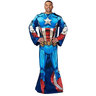 Marvel Northwest Bequeme Überwurfdecke mit Ärmeln, Erwachsene (121,9 x 180,3 cm), Captain America Marvel Northwest Bequeme Überwurfdecke mit Ärmeln, Erwachsene (121,9 x 180,3 cm), Captain America