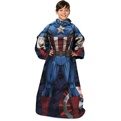 Marvel Bequemer Überwurf Decke mit Ärmeln, Aus 80% Polyester und 20% Baumwolle, Captain America, Youth-48 x 48 Inches Marvel Bequemer Überwurf Decke mit Ärmeln, Aus 80% Polyester und 20% Baumwolle, Captain America, Youth-48 x 48 Inches