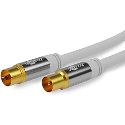 Goobay 70318 TV anténní kabel, koaxiální zdířka na koaxiální zástrčku, 4násobně stíněný, 135 dB, pozlacený, bílý, (3,0 m) Goobay 70318 TV anténní kabel, koaxiální zdířka na koaxiální zástrčku, 4násobně stíněný, 135 dB, pozlacený, bílý, (3,0 m)