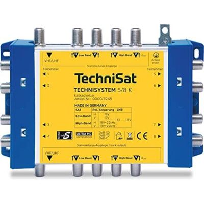 TechniSat TECHNISYSTEM 5/8 K kaskáda pro rozšíření základní jednotky (systém multispínačů pro velká zařízení, s možností připojení 4 ZF úrovně/satelitních bloků, pro Quattro-LNB) TechniSat TECHNISYSTEM 5/8 K kaskáda pro rozšíření základní jednotky (systém multispínačů pro velká zařízení, s možností připojení 4 ZF úrovně/satelitních bloků, pro Quattro-LNB)