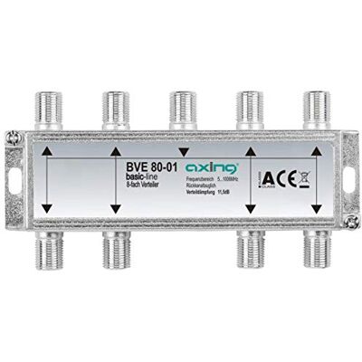 Axing BVE 80-01 8násobný BK rozdělovač (5-1000 MHz) pro kabelovou televizi a DVB-T2 HD, F-přípojky Axing BVE 80-01 8násobný BK rozdělovač (5-1000 MHz) pro kabelovou televizi a DVB-T2 HD, F-přípojky