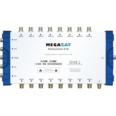 Megasat Multispínač 5/16 – 1 satelit / 16 účastníků Megasat Multispínač 5/16 – 1 satelit / 16 účastníků