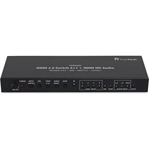 FeinTech VSW04202 HDMI Switch 4 v 1 Out 4K 60Hz audio extractor s HDMI audio Only portem pro AV přijímač, Toslink & AUX FeinTech VSW04202 HDMI Switch 4 v 1 Out 4K 60Hz audio extractor s HDMI audio Only portem pro AV přijímač, Toslink & AUX