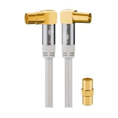 Goobay Kabel TV antény 70411, úhlový, koaxiální zdířka 90° > Koax konektor 90°, 135 dB, 4násobně stíněný, pozlacený, bílý (1,0 m) Goobay Kabel TV antény 70411, úhlový, koaxiální zdířka 90° > Koax konektor 90°, 135 dB, 4násobně stíněný, pozlacený, bílý (1,0 m)