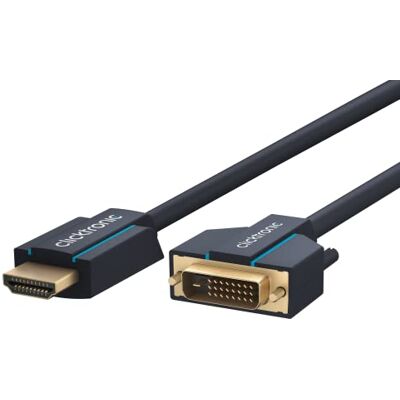 ClickTronic HDMI / DVI kabel, kabel adaptéru mezi HDMI a DVI-D, pozlacené kontakty, dvojitě stíněný, 7,5 m ClickTronic HDMI / DVI kabel, kabel adaptéru mezi HDMI a DVI-D, pozlacené kontakty, dvojitě stíněný, 7,5 m