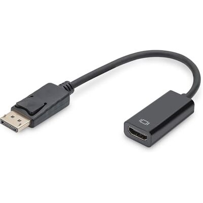 Digitus DisplayPort Grafik Adapter, DP zu HDMI Typ A, Full HD 60Hz, 1920 x 1080 Pixel, Blisterverpackung, Schwarz Digitus DisplayPort Grafik Adapter, DP zu HDMI Typ A, Full HD 60Hz, 1920 x 1080 Pixel, Blisterverpackung, Schwarz