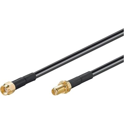 Goobay WLAN anténní kabel 1 m, RP-SMA konektor na zdířku RP-SMA, pozlacený černý Goobay WLAN anténní kabel 1 m, RP-SMA konektor na zdířku RP-SMA, pozlacený černý