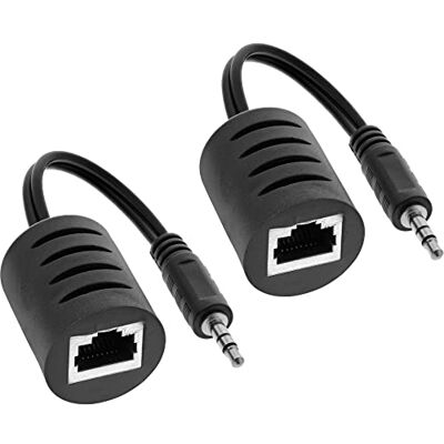 InLine 89002 audio přes RJ45 pasivní, jack 3,5 mm konektor / RJ45 zdířka, max. 50 m, balení 2 ks InLine 89002 audio přes RJ45 pasivní, jack 3,5 mm konektor / RJ45 zdířka, max. 50 m, balení 2 ks