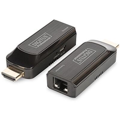 Digitus HDMI Extender kompaktní design Full HD sada (vysílač / přijímač) dosah až 50 m propojovací kabel (Cat 6, Cat 6A, Cat 7) napájení přes micro USB černá Digitus HDMI Extender kompaktní design Full HD sada (vysílač / přijímač) dosah až 50 m propojovací kabel (Cat 6, Cat 6A, Cat 7) napájení přes micro USB černá