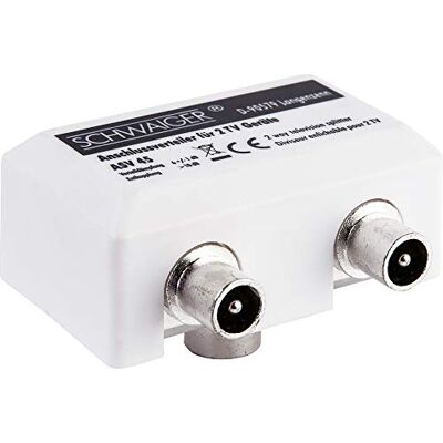 SCHWAIGER GmbH -ASV45 532- širokopásmový rozvaděč rozvaděč 2násobný TV pro kabelové a anténní zařízení/ 1x zásuvka IEC > 2X IEC konektor/bílý SCHWAIGER GmbH -ASV45 532- širokopásmový rozvaděč rozvaděč 2násobný TV pro kabelové a anténní zařízení/ 1x zásuvka IEC > 2X IEC konektor/bílý