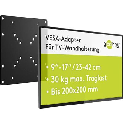 Goobay VESA adaptér 100 x 100 na 200 x 200, adaptérová deska, do 30 kg, černý Goobay VESA adaptér 100 x 100 na 200 x 200, adaptérová deska, do 30 kg, černý