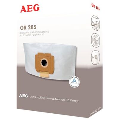 AEG GR28S sáčky do vysavače (4 syntetické sáčky na prach, 1 mikrofiltr, optimální filtrace a trvale silný sací výkon, +50% životnost, mimo jiné pro Vampyr CE, bílé) AEG GR28S sáčky do vysavače (4 syntetické sáčky na prach, 1 mikrofiltr, optimální filtrace a trvale silný sací výkon, +50% životnost, mimo jiné pro Vampyr CE, bílé)