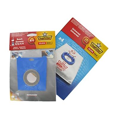 Top Filter Boite de 4 sacs aspirateurs universels avec Adaptateur Click Bag pour aspirateurs Siemens et Bosch 870 Top Filter Boite de 4 sacs aspirateurs universels avec Adaptateur Click Bag pour aspirateurs Siemens et Bosch 870