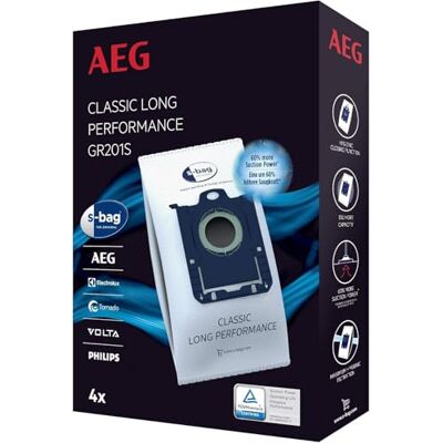 AEG GR201S s-bag sáček do vysavače Classic Long Performance (4 sáčky do vysavače pro trvale vysoký sací výkon, optimální filtrace, hygienický uzávěr, o 60 % vyšší sací síla, bílé) AEG GR201S s-bag sáček do vysavače Classic Long Performance (4 sáčky do vysavače pro trvale vysoký sací výkon, optimální filtrace, hygienický uzávěr, o 60 % vyšší sací síla, bílé)