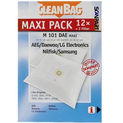 Scanpart Sáčky do vysavače Maxi Pack M 101 DAE; jako originál: AEG vel. 50S; Samsung VM54, VM77, VP78, VP95B; Daewoo SB90; LG Electronics TB36, šedý Scanpart Sáčky do vysavače Maxi Pack M 101 DAE; jako originál: AEG vel. 50S; Samsung VM54, VM77, VP78, VP95B; Daewoo SB90; LG Electronics TB36, šedý