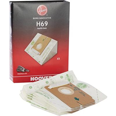 Hoover Sáček do vysavače H69, originální příslušenství, z papíru, proti zápachu, extra filtrace, kompatibilní s vysavačem Freespace Evo, 5 sáčků Hoover Sáček do vysavače H69, originální příslušenství, z papíru, proti zápachu, extra filtrace, kompatibilní s vysavačem Freespace Evo, 5 sáčků