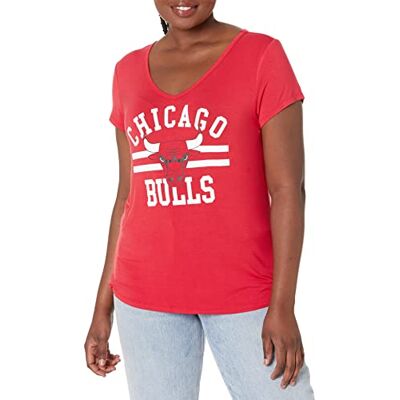 Ultra Game UNK NBA Damen T-Shirt V-Ausschnitt, kurzärmelig, Teamfarbe, Damen, Co-Ed Top, rot, Large Ultra Game UNK NBA Damen T-Shirt V-Ausschnitt, kurzärmelig, Teamfarbe, Damen, Co-Ed Top, rot, Large