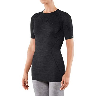 FALKE Dámské Wool Tech. Funkční tričko s krátkým rukávem vlna černá šedá Prodyšné spodní prádlo na sport, velmi teplé, rychleschnoucí, pro chladné až velmi nízké teploty, 1 kus FALKE Dámské Wool Tech. Funkční tričko s krátkým rukávem vlna černá šedá Prodyšné spodní prádlo na sport, velmi teplé, rychleschnoucí, pro chladné až velmi nízké teploty, 1 kus