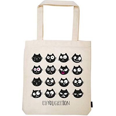 moses Ed, the Cat bavlněný shopper, látková taška ze 100% bavlny, s motivem kočky, nákupní taška se stojánkem na nákupy, kancelář nebo univerzitu, 39 x 42 cm, Béžová, Edyoucation moses Ed, the Cat bavlněný shopper, látková taška ze 100% bavlny, s motivem kočky, nákupní taška se stojánkem na nákupy, kancelář nebo univerzitu, 39 x 42 cm, Béžová, Edyoucation